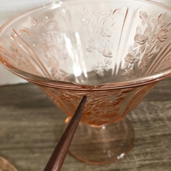 Vtg Federal Glass Pink Sharon Cabbage Rose Covered Candy Dish - Picture 9 of 14